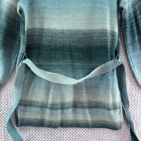 LC Lauren Conrad Cardigan Womens S Green Knit Open Front Belted Bishop Sleeve - Picture 8 of 13